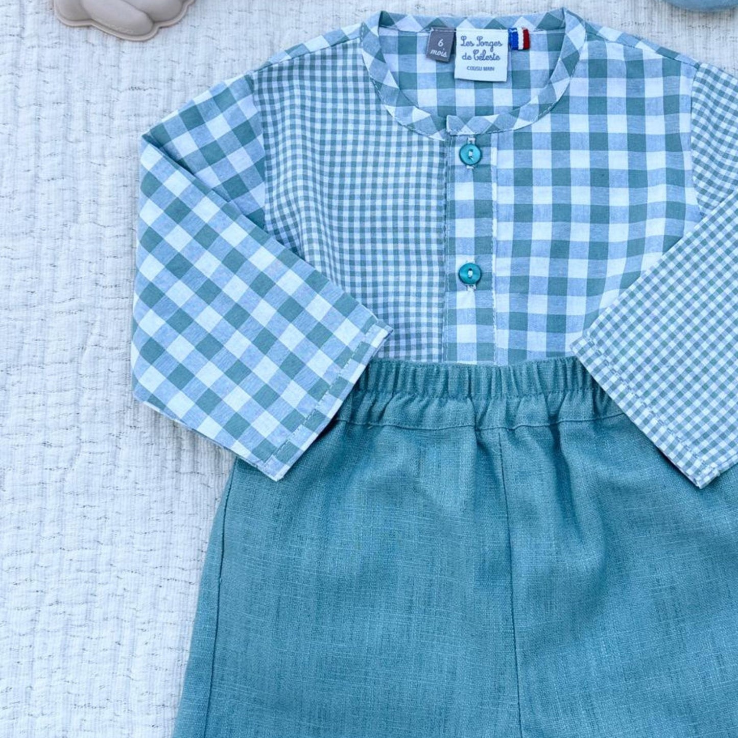 Short en lin - vert amande