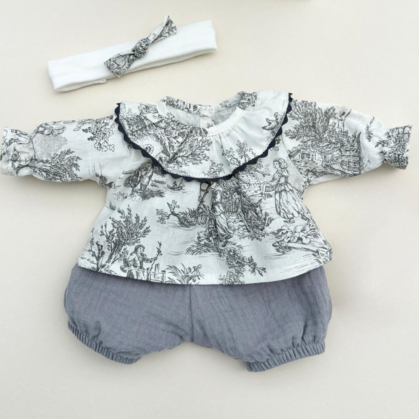 Ensemble Poupée - Toile de Jouy