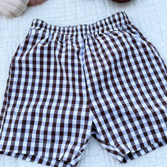 Short à carreaux - Marron
