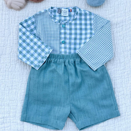 Short en lin - vert amande