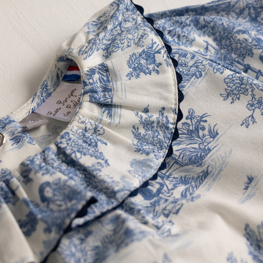 Blouse Céleste - col volanté - Bleu