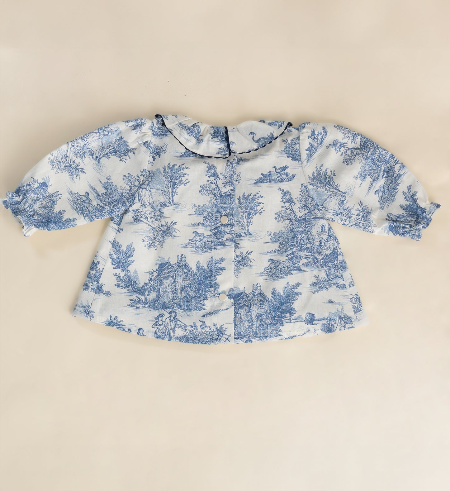 Blouse Céleste - col volanté - Bleu