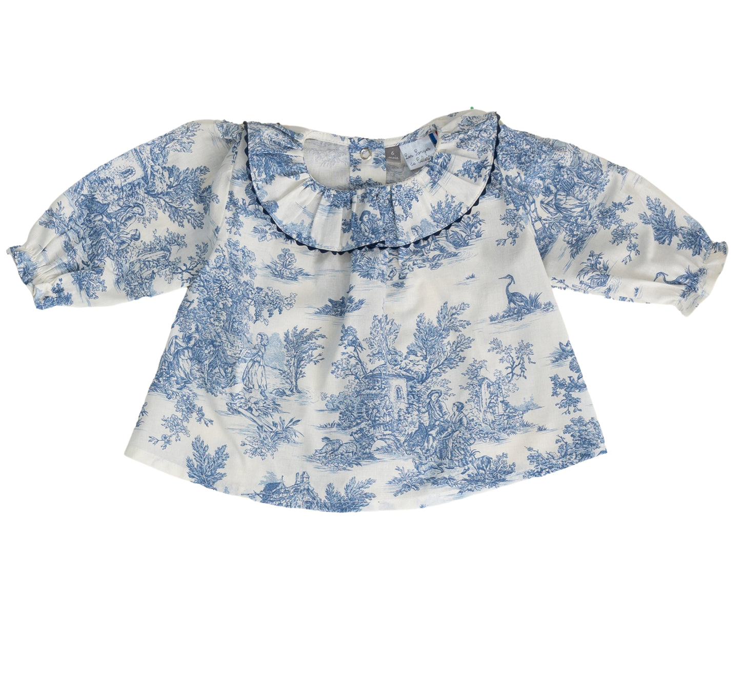 Blouse Céleste - col volanté - Bleu